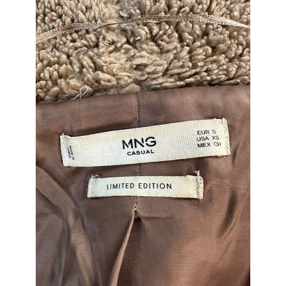 Mango Renne Brown Teddy Shearling Coat Hooded Coat toggle closure sz XS - Picture 12 of 14